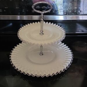 Fenton Silver. Crest Two Tier Plate Stand Rare.